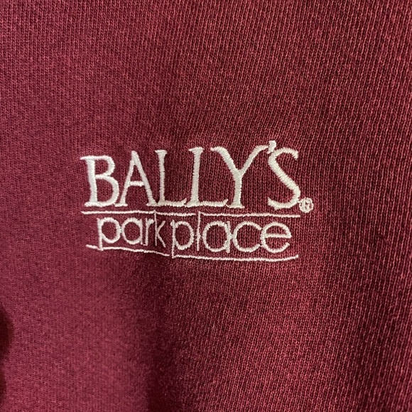 UNISEX BALLY’S CASINO 1/4 ZIP SWEATSHIRT BURGUNDY SIZE XL - Picture 4 of 7